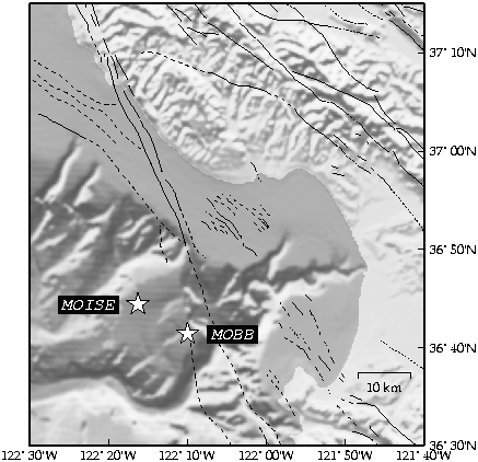 Map of MOBB and MOISE OBS sites